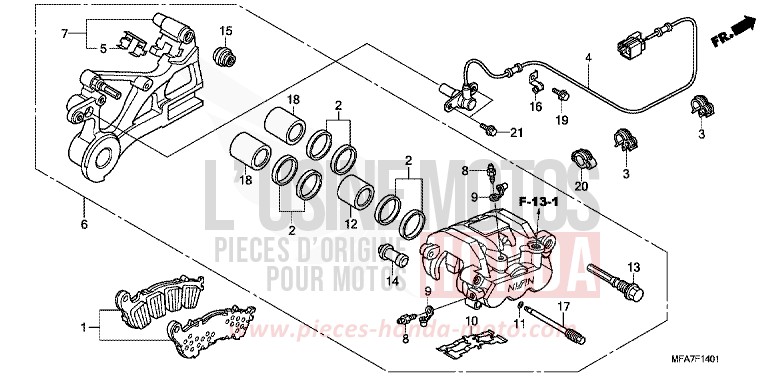 ETRIER DE FREIN ARRIERE (CBF1000A/T/S) de CBF1000 ABS HIGHLAND GREEN METALLIC (G192) de 2006